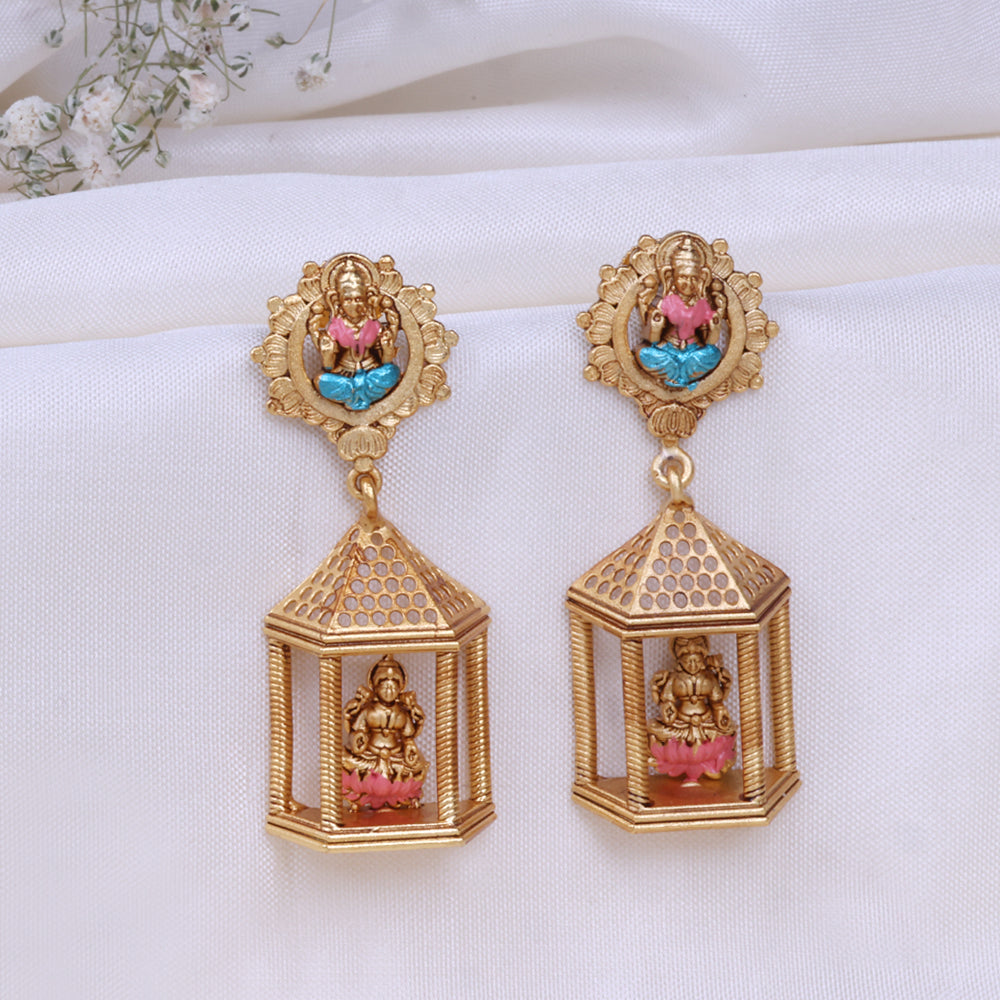 Gold Plated Enamel Jhumkas for Wedding Functions

