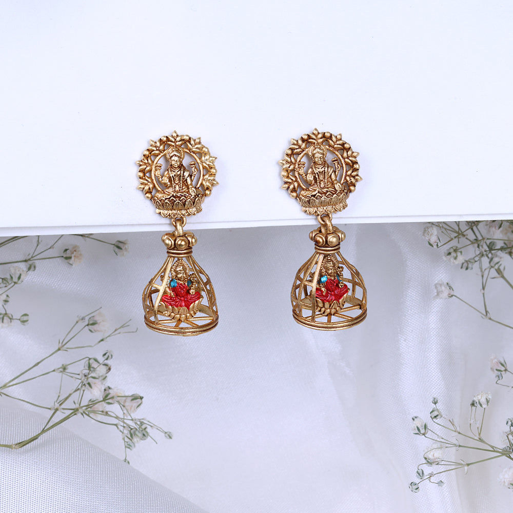 Gold Plated Enamel Jhumkas for Women| Festival Wear