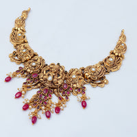 Gold Plated Kunthan Beads Nagas Necklace — Temple-Inspired Style