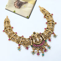Gold Plated Kunthan Beads Stone Nagas Necklace — Nagas Detailing| Wedding Wear