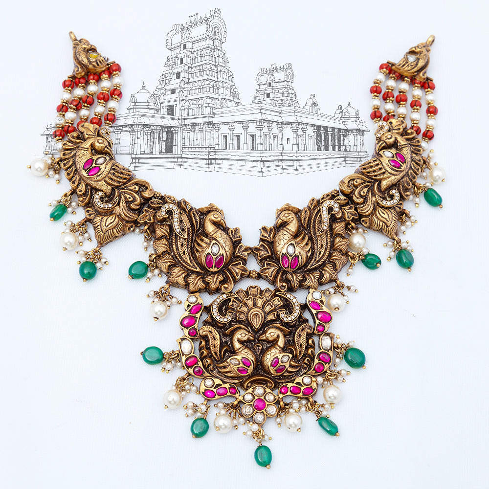 Gold Plated Kunthan Polki Nagas Necklace — Handcrafted Women Design| Wedding Wear