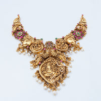 Gold Plated Kunthan Stone Nagas Necklace — Premium Finish| Bridal