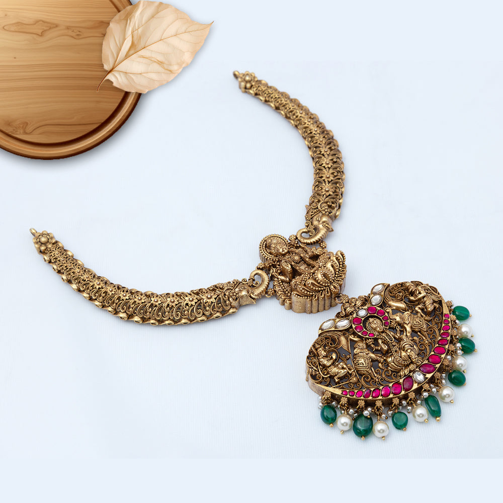Gold Plated Nagas Necklace — Temple-Inspired Style