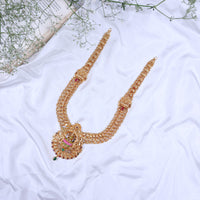 Gold Plated Paper Casting Haram Long Necklace Design | Coimbatore