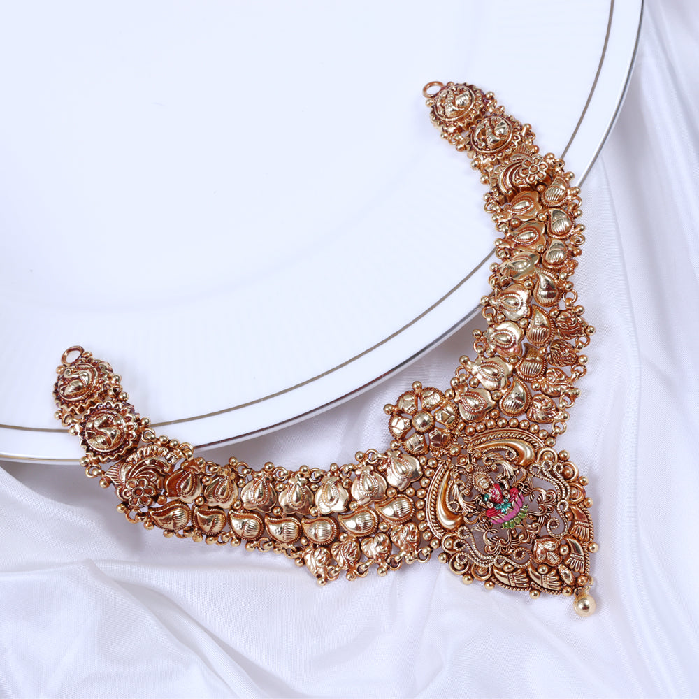 Gold Plated Paper Casting Necklace - Traditional Design Traditional
