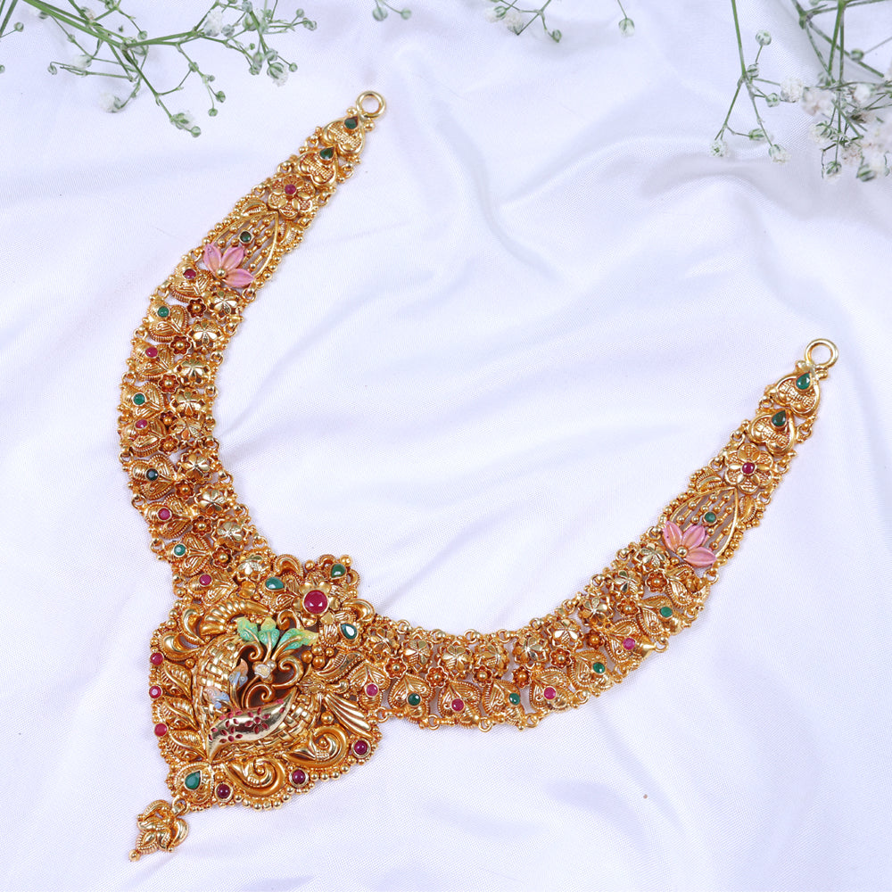 Gold Plated Paper Casting Necklace - Traditional Design Women
