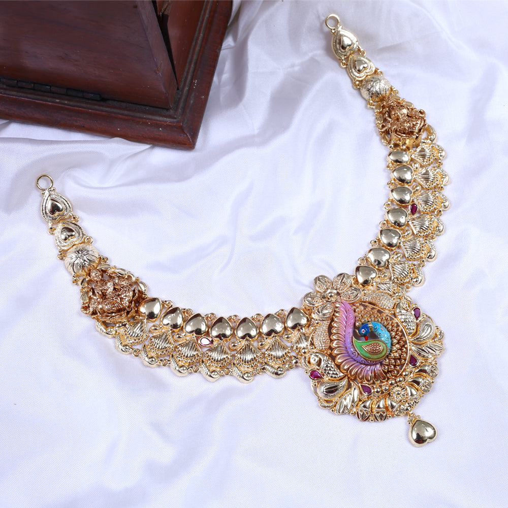 Gold Plated Paper Casting Necklace | Chaneira Jewels Traditional
