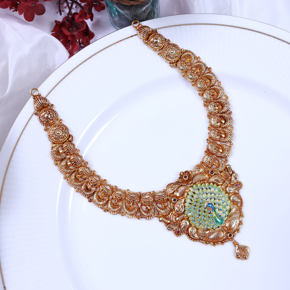 Gold Plated Paper Casting Necklace | Daily Ethnic Wear Wear Collection
