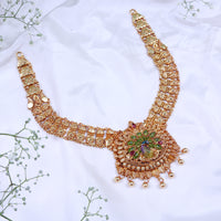 Gold Plated Paper Casting Necklace for Saree Styling Online
