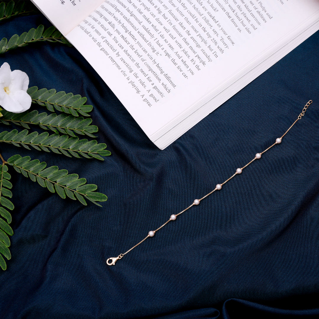 Gold Plated Pearl Bracelet for Women| Party Wear