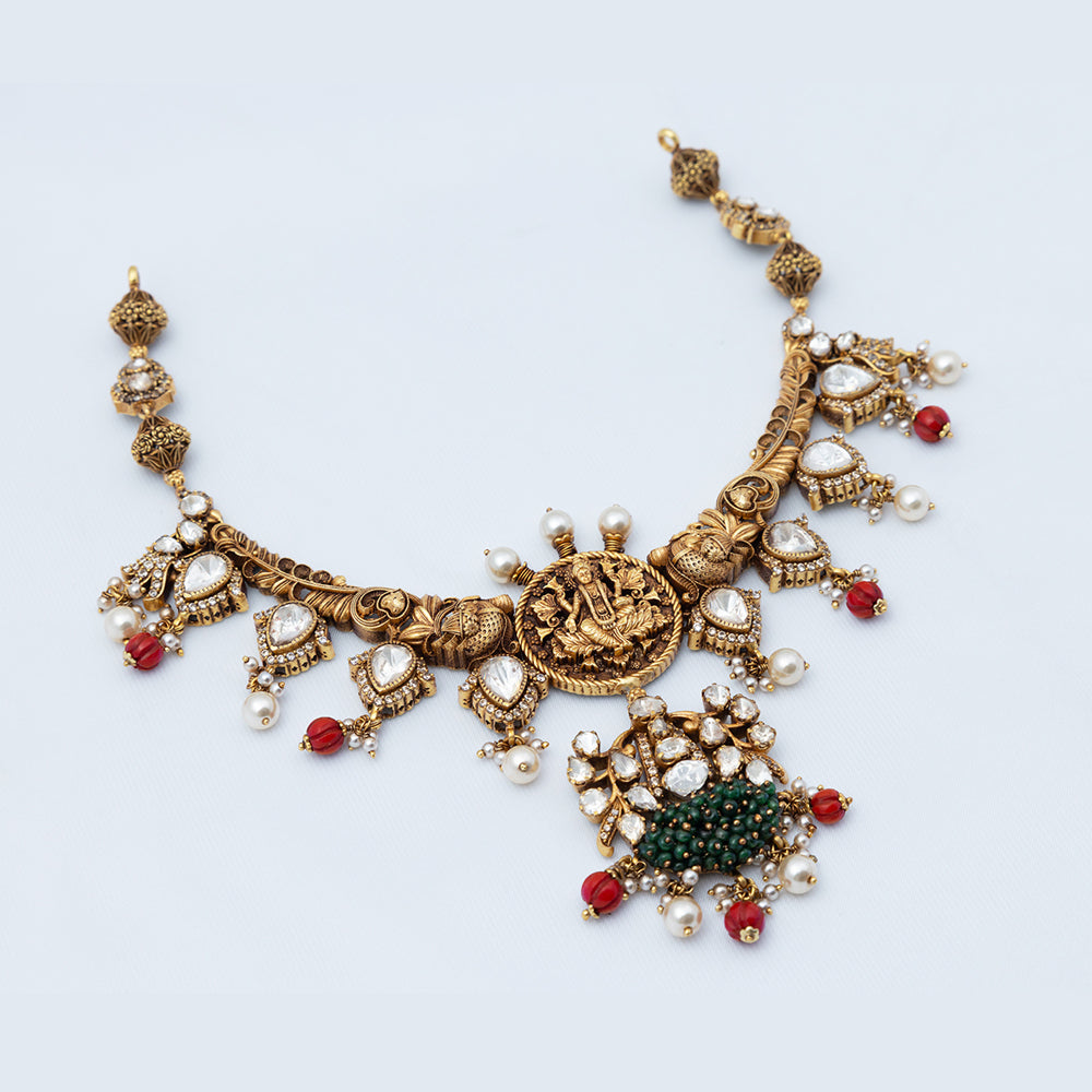 Gold Plated Polki Necklace — Polki-Style Stones
