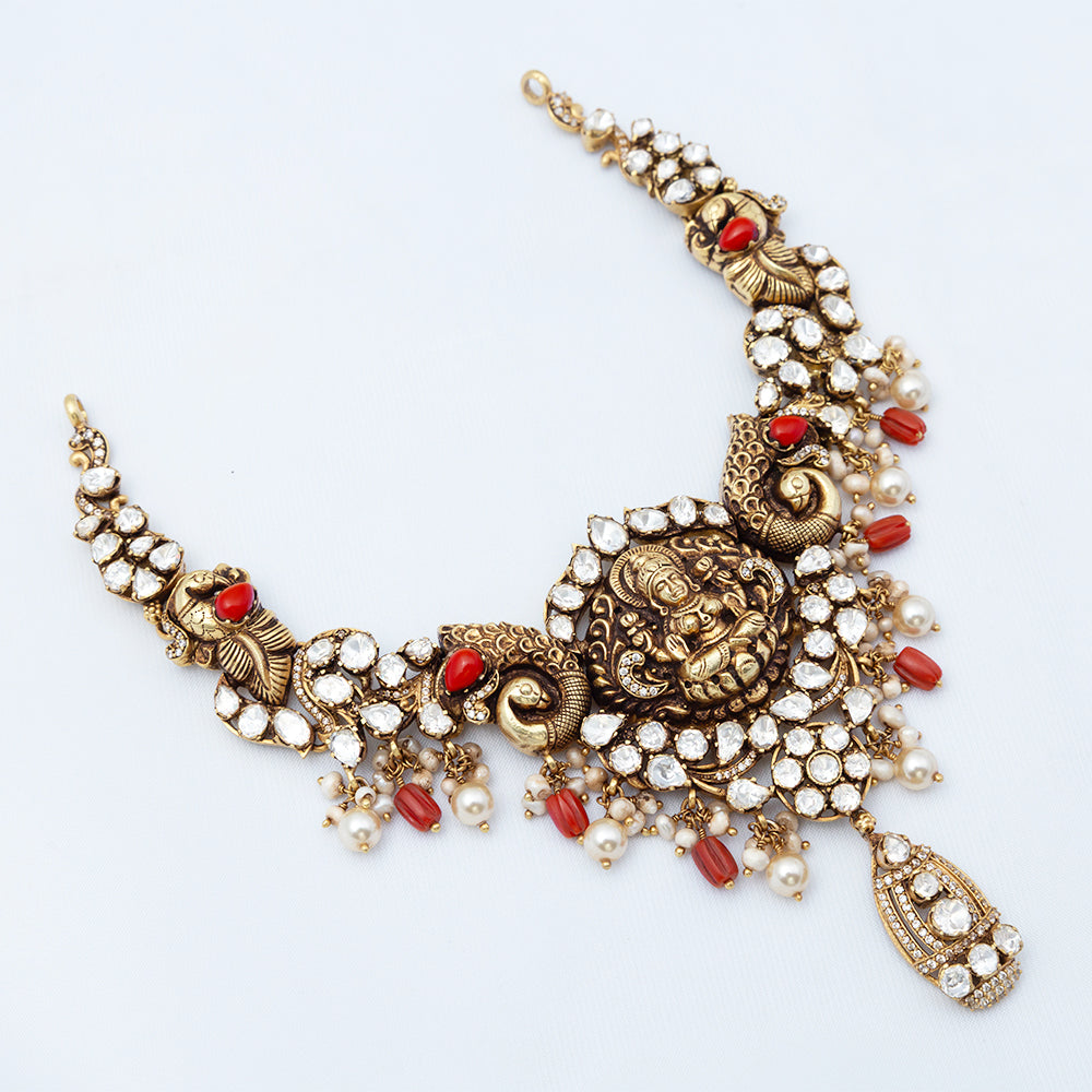 Gold Plated Polki Necklace — Polki-Style Stones| Bridal 
