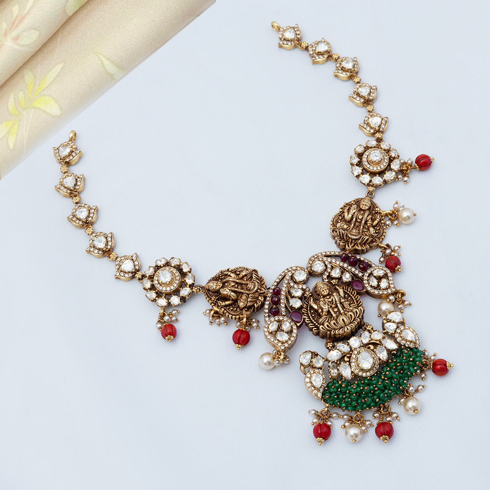 Gold Plated Polki Necklace — Premium Finish
