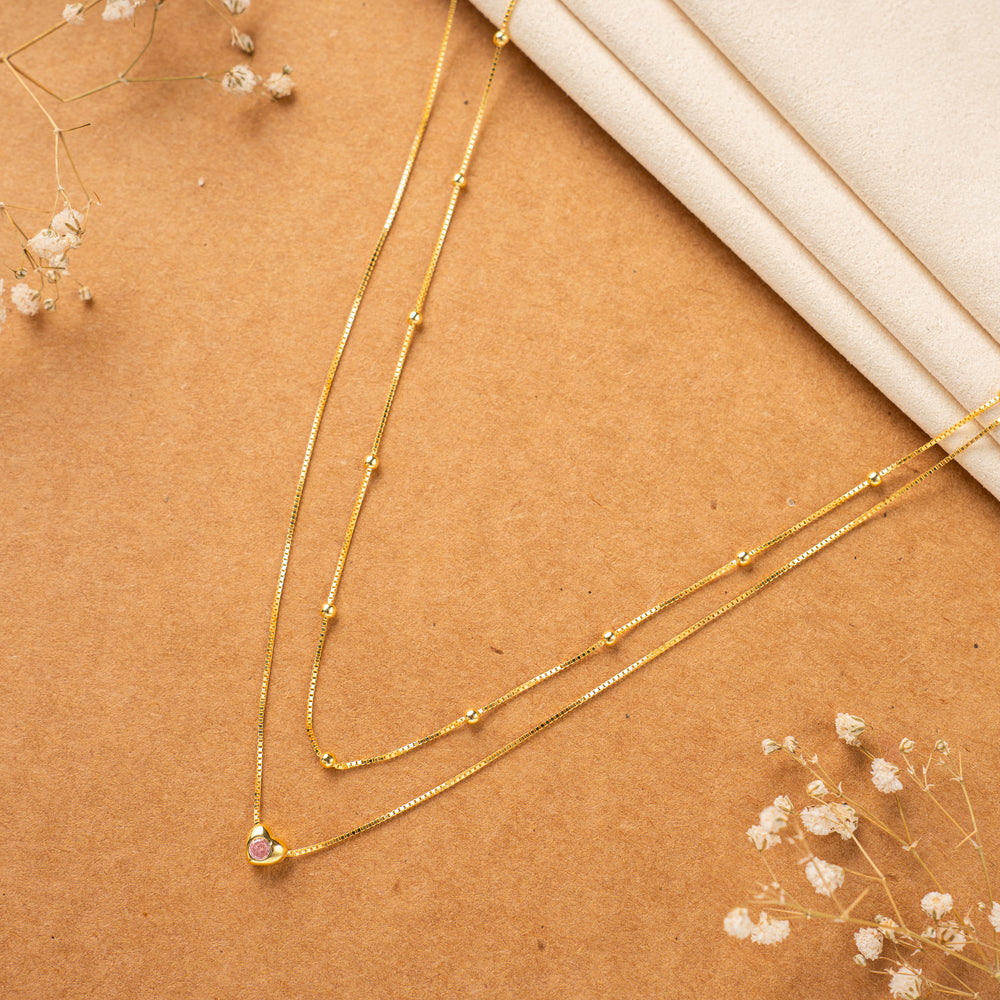 Gold Plated Silver CZ Stone  and ball Chain Design |Party Wear 