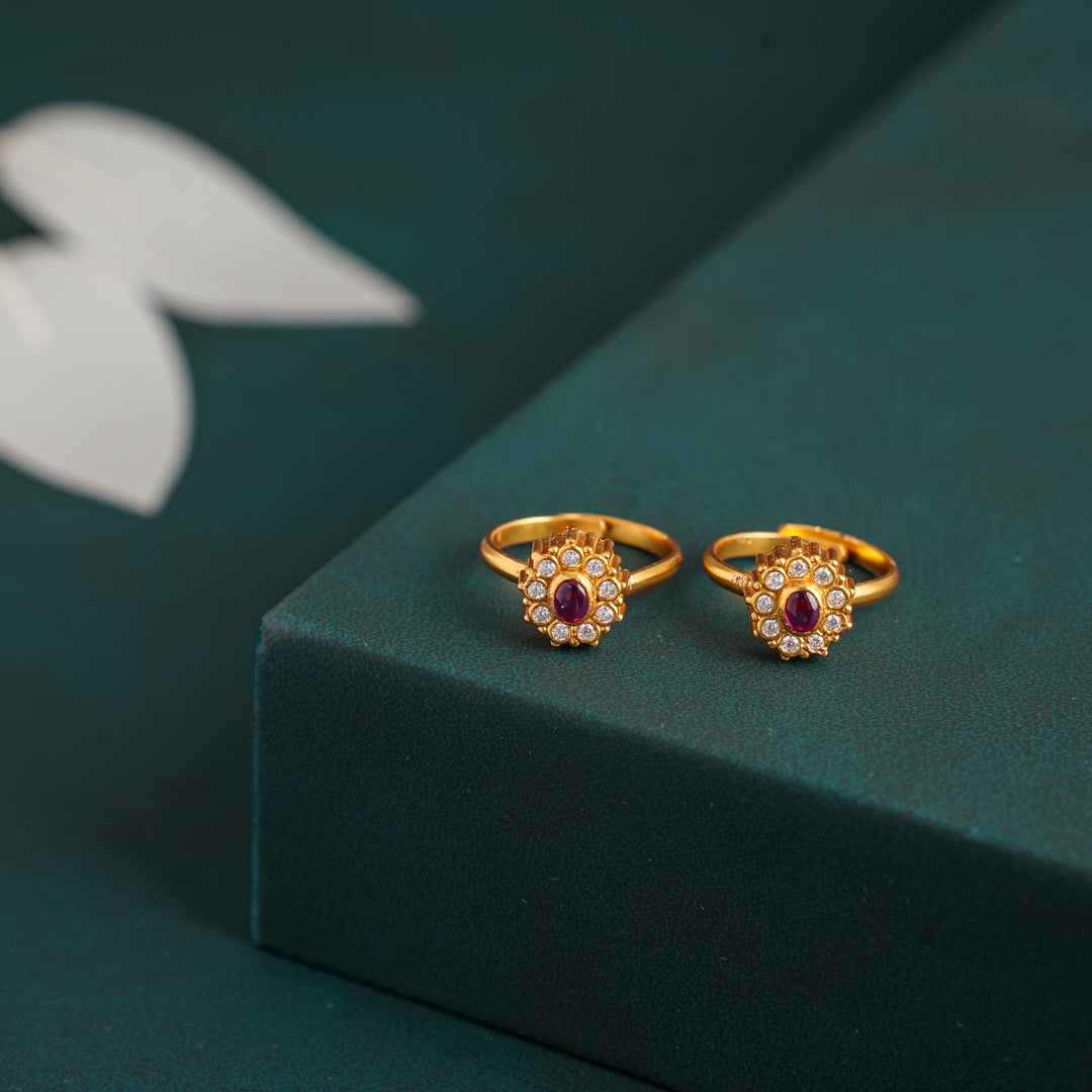 Gold Plated Toe Ring Design — Traditional Pair