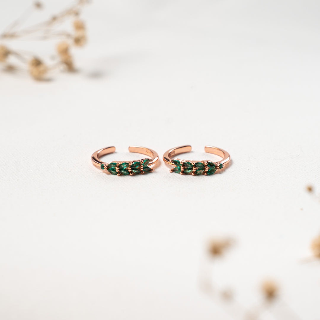 Handcrafted CZ Rose Gold Toe Ring for Festive Wear
