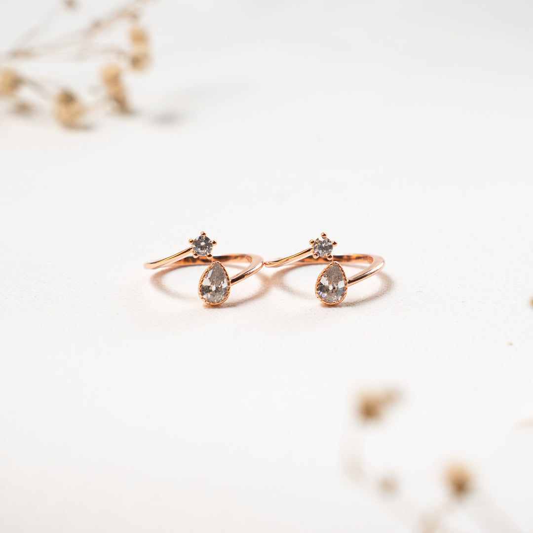 Handcrafted CZ Rose Gold Toe Ring for Women
