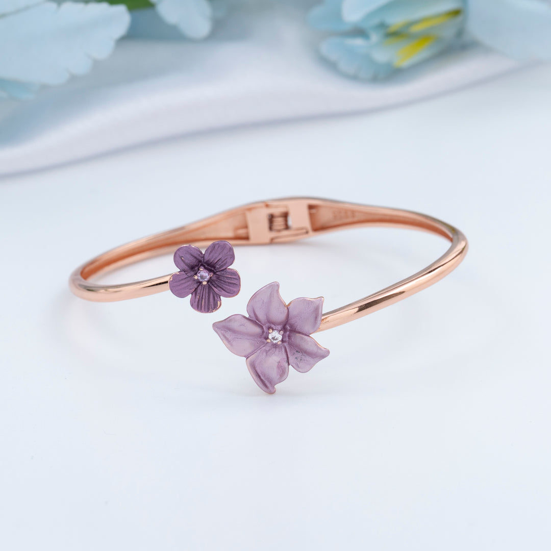 Handcrafted Enamel Rose Gold Kada Bracelet | Party Wear