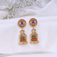 Handcrafted Gold Plated Enamel Jhumkas for Women|Festival Wear