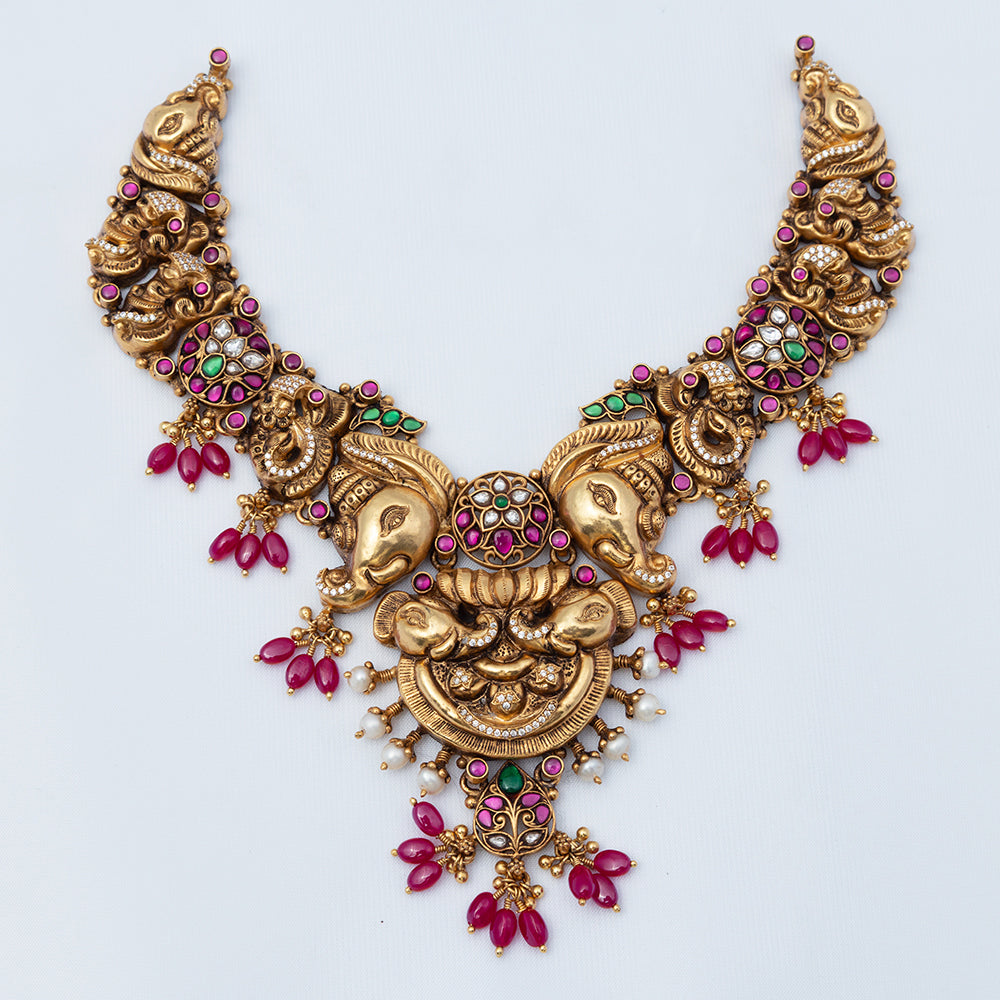 Handcrafted Gold Plated Kundan Nagas Necklace for Women| Functional Wear