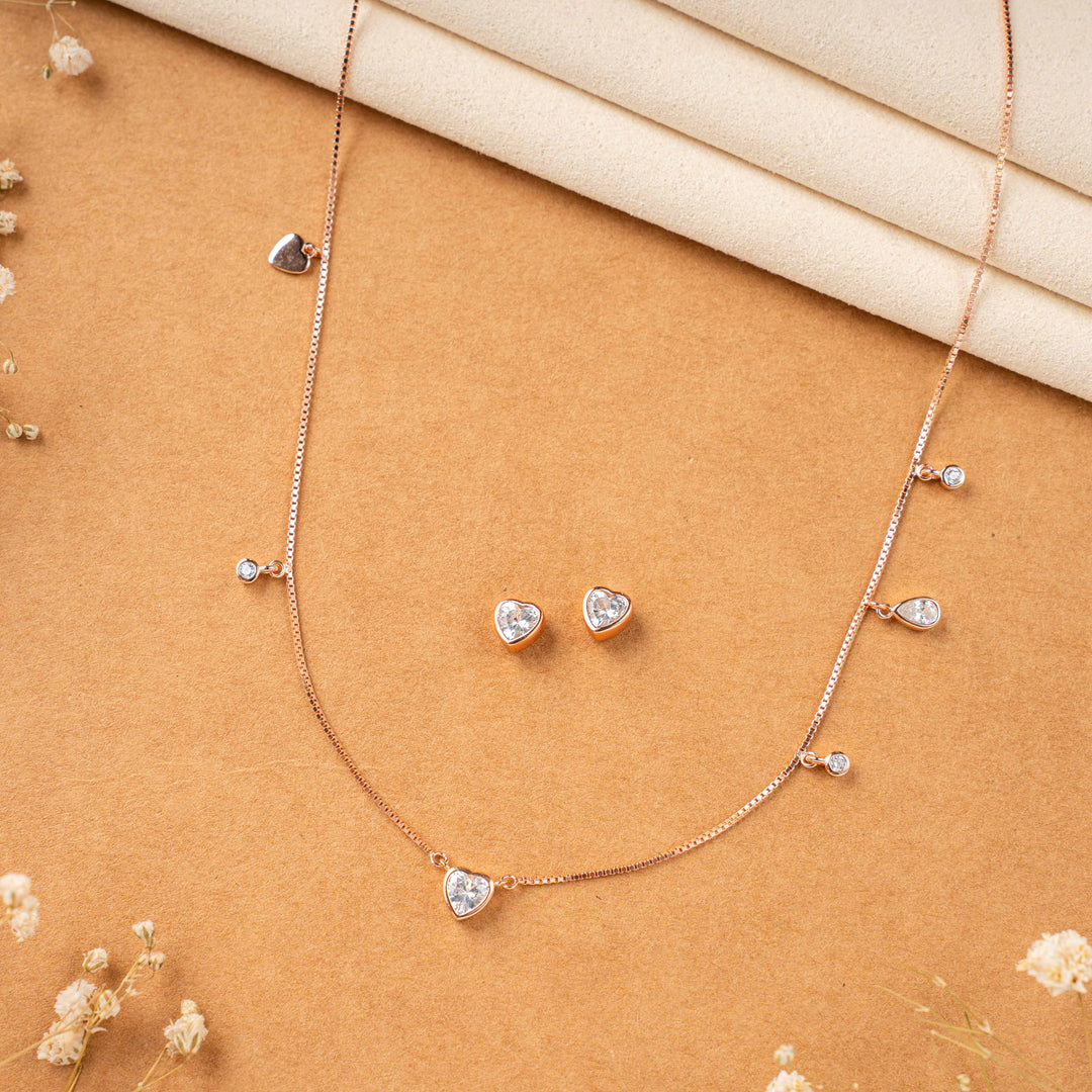 Handcrafted Rose Gold CZ Stone Silver Chain| Daily Wear