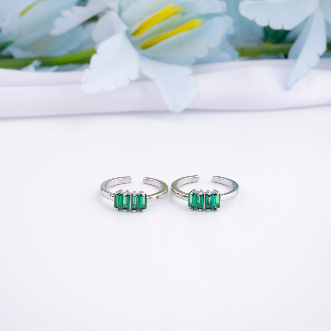 Handcrafted Silver CZ Toe Ring