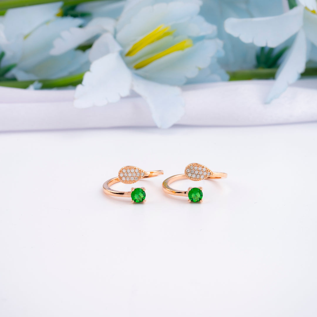 Handcrafted Silver Rose Gold CZ Toe Ring