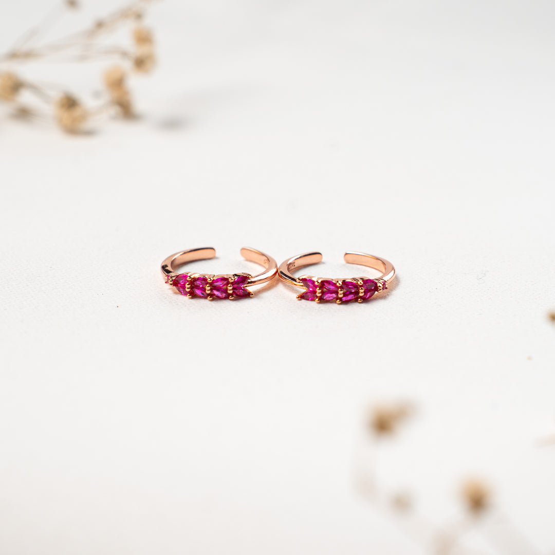 Indian CZ Rose Gold Toe Ring at Chaneira Jewels
