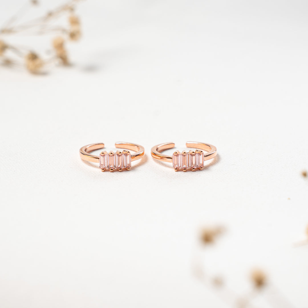 Indian CZ Rose Gold Toe Ring in 92.5 Silver
