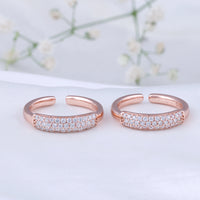Indian CZ Silver Rose Gold Toe Ring | Chaneira Jewels