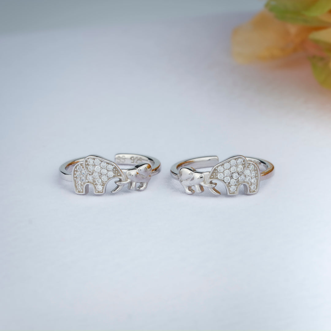 Indian CZ Stone Silver Toe Ring for Women/Daily Wear