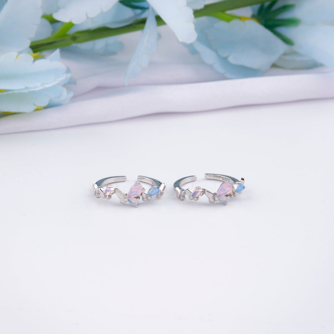 Indian Silver CZ,MOP Toe Ring