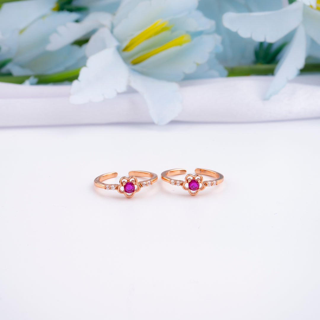 Indian Silver Rose Gold CZ Toe Ring