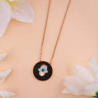 Italian CZ Rose Gold Chain Pendant Evil Eye | Daily Wear