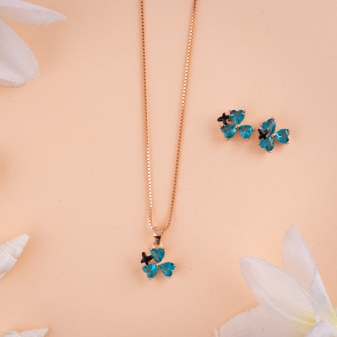 Italian CZ Rose Gold Chain Pendant Set | Daily wear