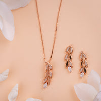 Italian CZ Rose Gold Chain Pendant Set | Festival Wear