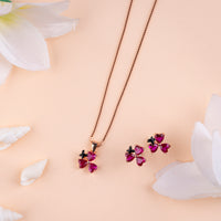 Italian CZ Rose Gold Chain Pendant Set| Office Wear
