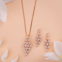 Italian CZ Rose Gold Chain Pendant Set | Traditional