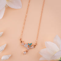 Italian CZ Rose Gold Chain Pendant for Women| Office Wear