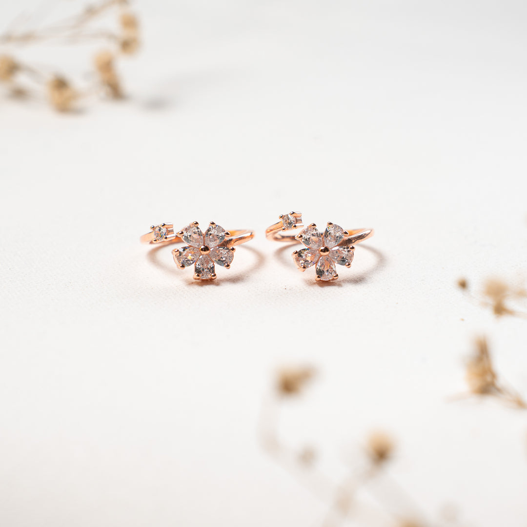 Lightweight CZ Rose Gold Toe Ring
