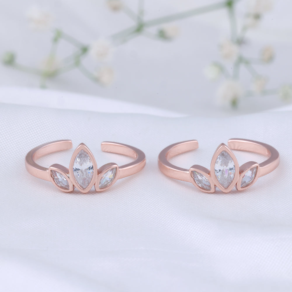Lightweight CZ Silver Rose Gold Toe Ring | Chaneira Jewels