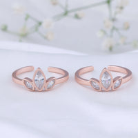Lightweight CZ Silver Rose Gold Toe Ring | Chaneira Jewels