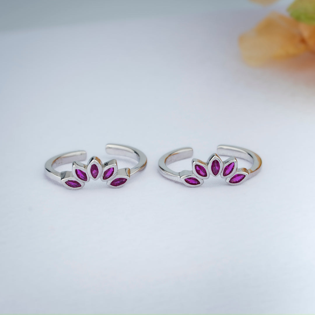 Lightweight CZ Stone Silver Toe Ring for Women/Daily Wear
