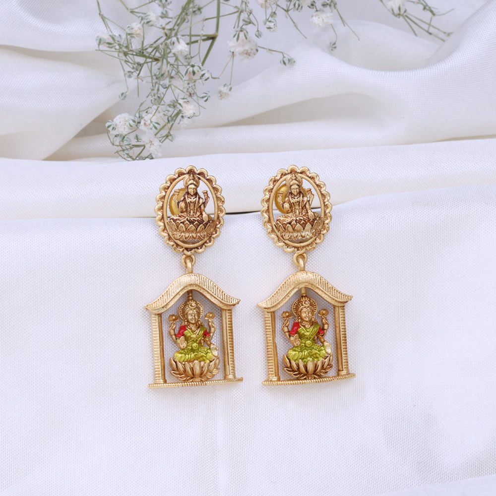 Lightweight Gold Plated Enamel Jhumkas Earrings
