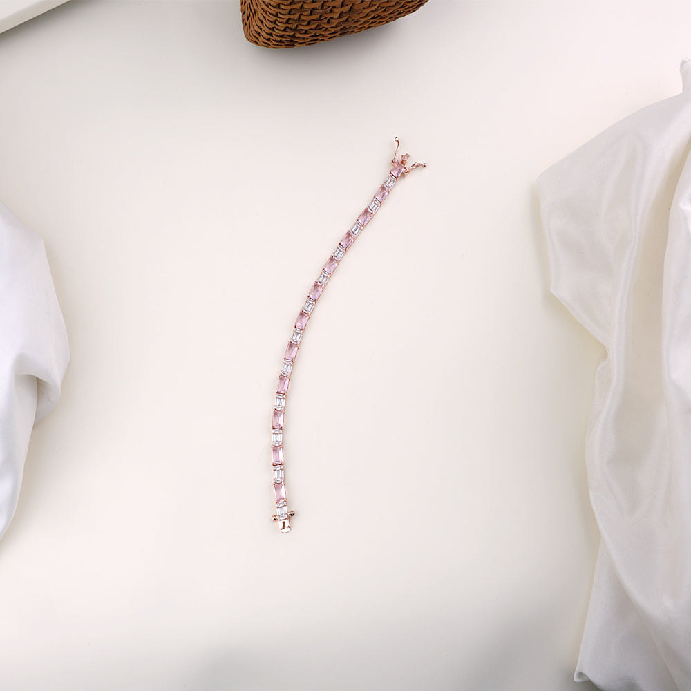 Lightweight Rose Gold CZ Bracelet for Women| Party Wear