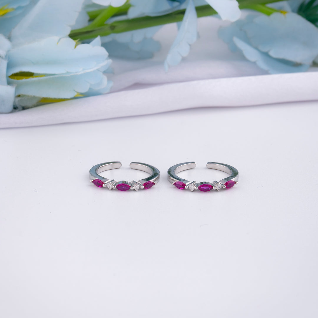 Lightweight Silver CZ Toe Ring | Chaneira Jewels