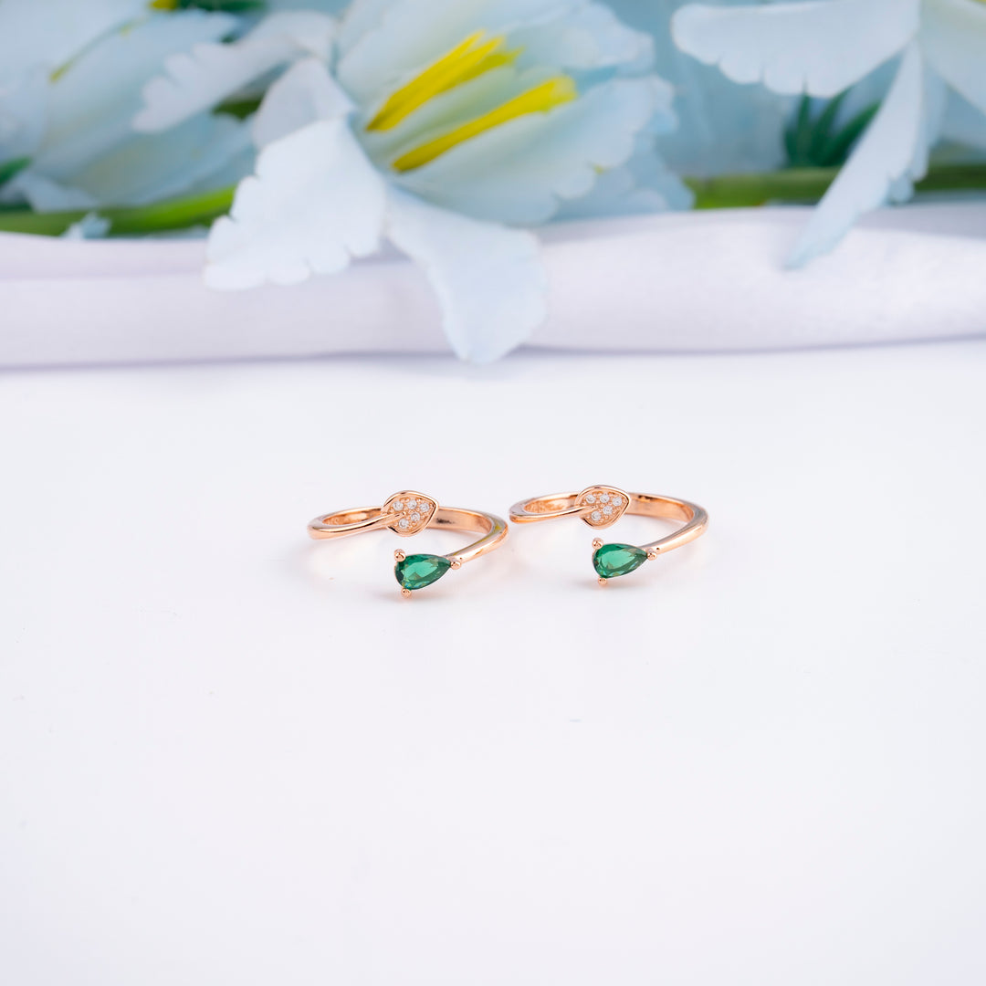 Lightweight Silver Rose Gold CZ Toe Ring