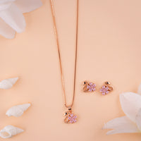 Luxury CZ Rose Gold Chain Pendant Set Jewellery| Daily Wear