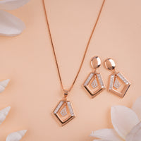 Luxury CZ Rose Gold Chain Pendant Set for Daily Wear
