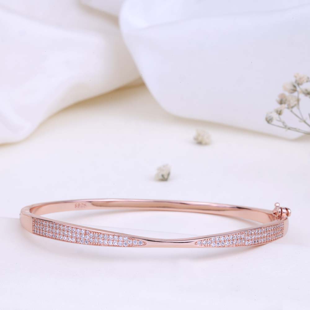 Luxury CZ Rose Gold Kada | Elegant Kada for Women|Statement